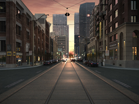 European commercial street psd