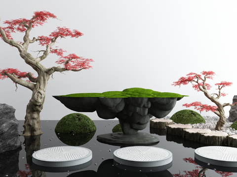 New Chinese-style simulation tree mountain stone waterscape sketch