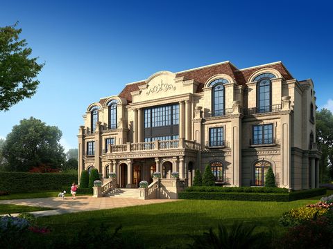 European villa architectural appearance psd