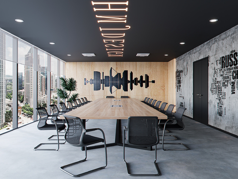 Modern industrial wind conference room