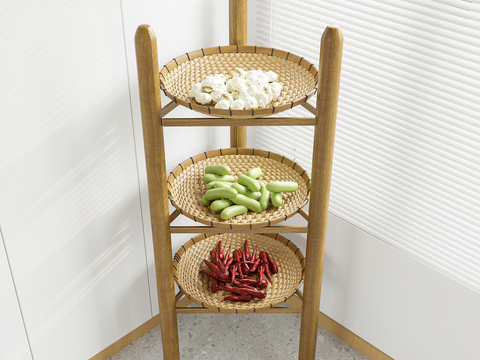 Chinese-style Storage Rack Bamboo Sieve Dustpan