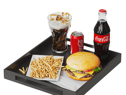 Coke hamburger fries food