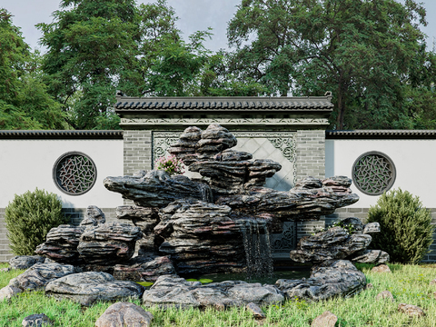 Neo-Chinese Style pool rockery gardening sketch