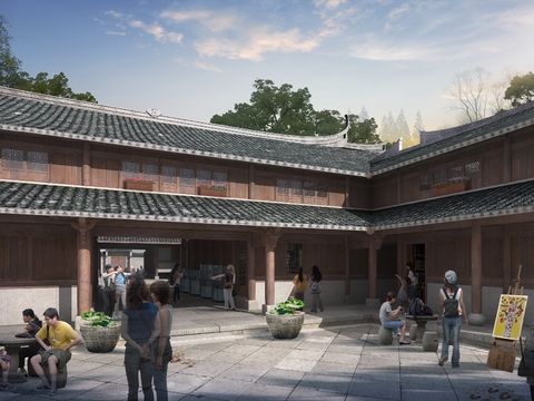 Chinese ancient courtyard psd