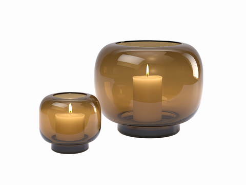 Modern brown glass candle lamp