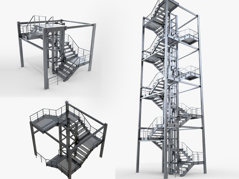 Industrial wind iron staircase