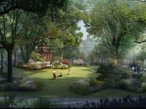 chinese park landscape psd