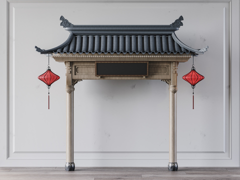 Neo-Chinese Style Ancient Building Eaves Door Head