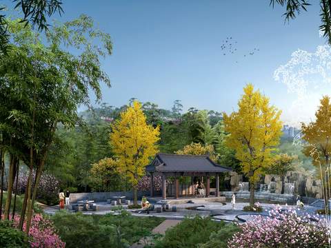 chinese style park gazebo pavilion psd