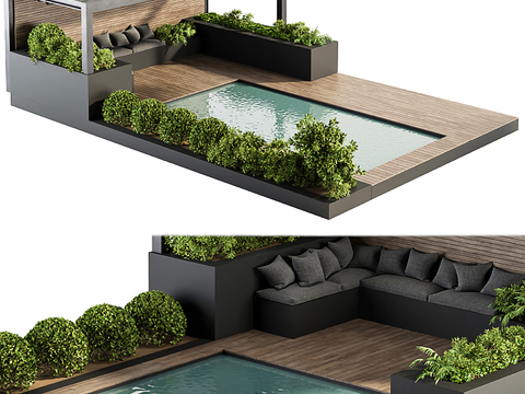 Modern Outdoor Courtyard Pool