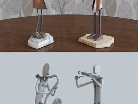 Modern musical instrument character sculpture ornaments combination