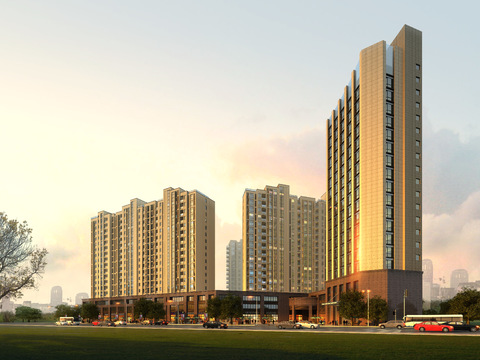 modern high-rise residential building exterior psd