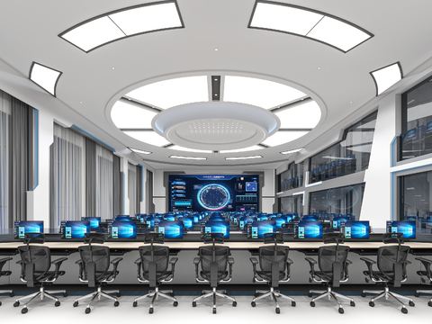 Monitoring Room of Modern Police Public Security System