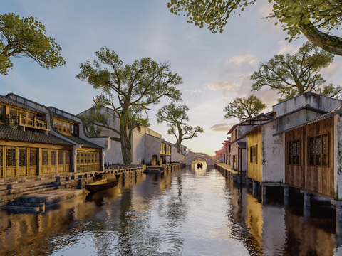 Architectural Appearance of Chinese-style Jiangnan Ancient Town