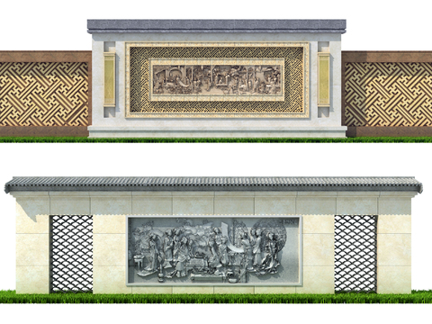 New Chinese-style relief landscape wall