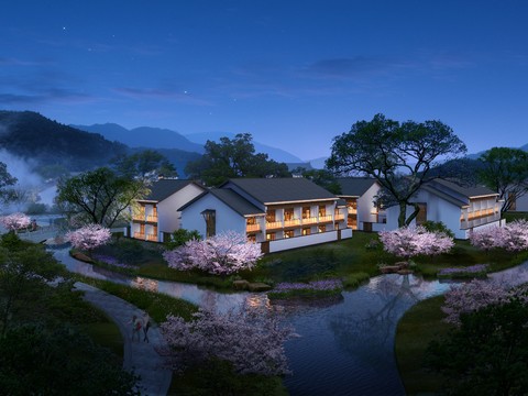 Neo-Chinese Style wetland park landscape psd