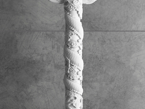 Chinese-style carved dragon column