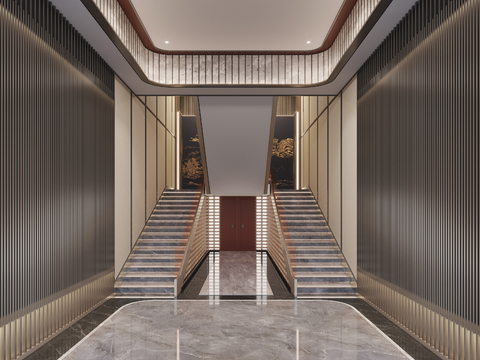 New Chinese Hotel Entrance Corridor