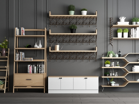 Nordic Solid Wood Decorative Wall-Mounted Storage Rack