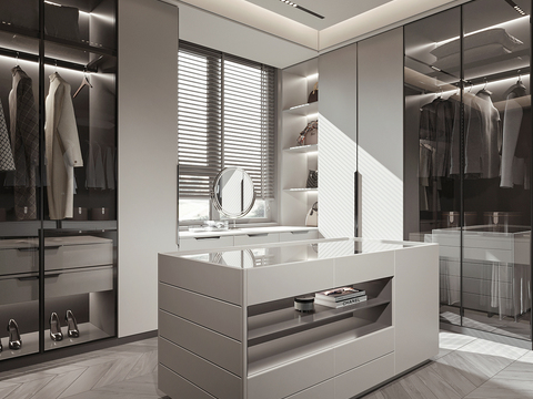 High-grade gray cloakroom wardrobe