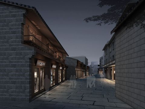 Chinese Commercial Street Pedestrian Street Night Scene psd