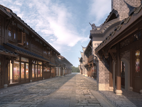 Chinese-style ancient commercial street