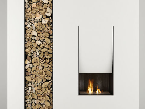 Modern firewood fireplace