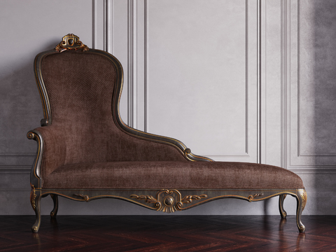 European-style Solid Wood Carved Chaise