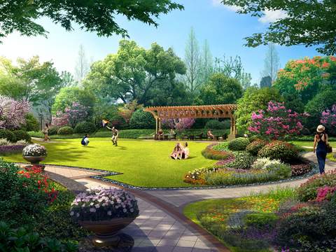 modern parent-child park landscape psd