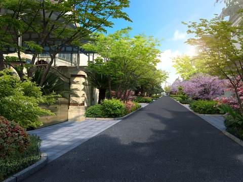 new chinese courtyard garden landscape psd