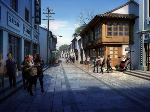 Republic of China Style commercial street psd