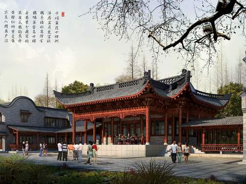 chinese ancient town landscape psd