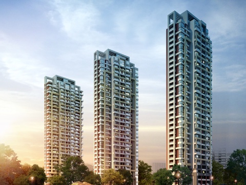 Appearance of dusk building in modern residential area