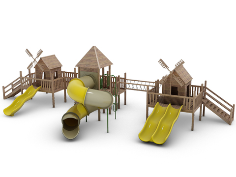 Modern Playground Wooden House Slide