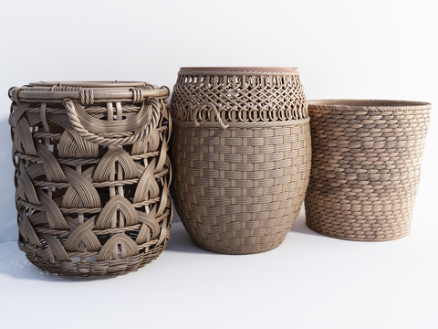 Natural Wind Rattan Stool Storage Basket