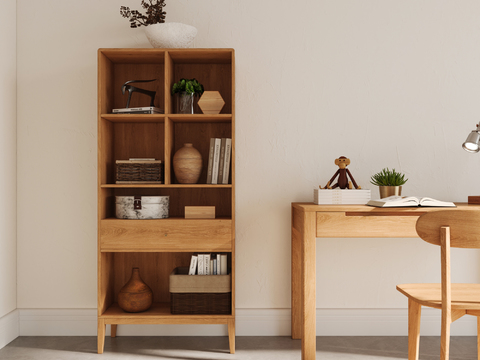 Solid Wood Storage Cabinet Desk