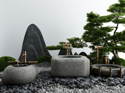 New Chinese Pine Water Courtyard Scrib