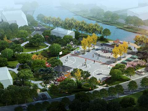 modern park basketball court garden psd