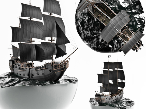 Nordic Black Pearl Pirate Ship Ornaments