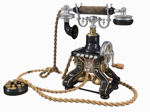 Industrial-style retro hand-cranked telephone