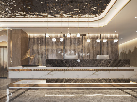 Modern Affordable Luxury Style Hotel Lobby Front Desk