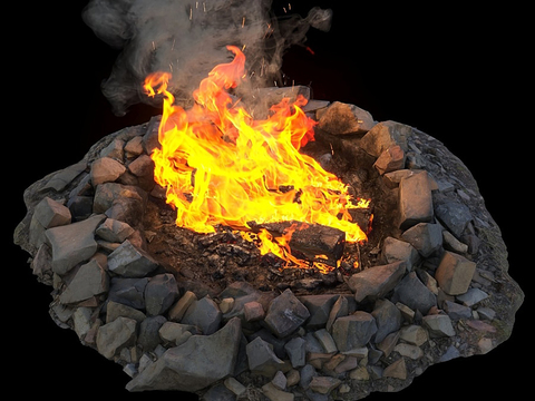 Modern outdoor charcoal bonfire