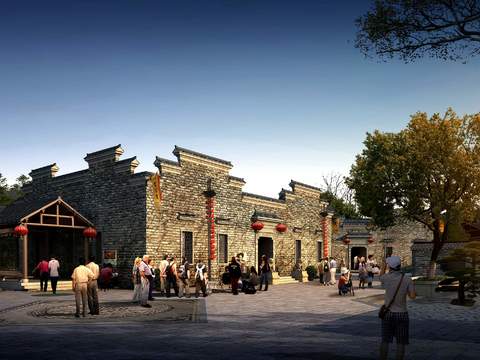 Neo-Chinese Style Chinese Ancient Architecture appearance psd