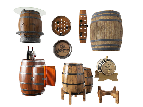 Industrial wind wooden barrel wine barrel