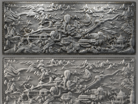 Chinese landscape stone carving