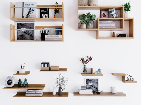 Modern Solid Wood Wall Storage Rack