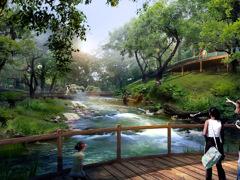 modern covered bridge wetland landscape psd