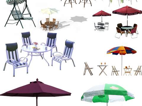 Modern shopping mall outside umbrella seat table and chair psd