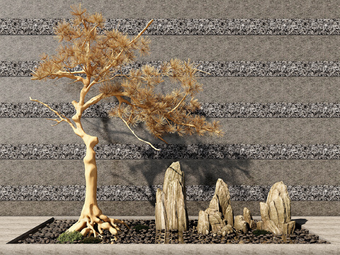 New Chinese-style landscape sketch of dead tree rockery