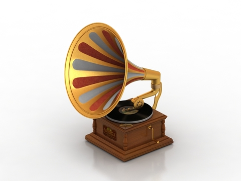 European retro solid wood metal phonograph free